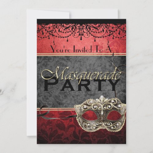 Chic Vintage Red Masquerade Invitations