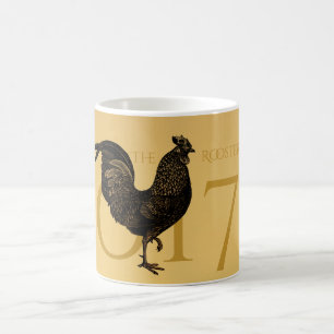 Chic Vintage Rooster Year Personalized Monogram M Coffee Mug