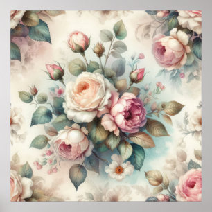 Chic Vintage Rose Poster