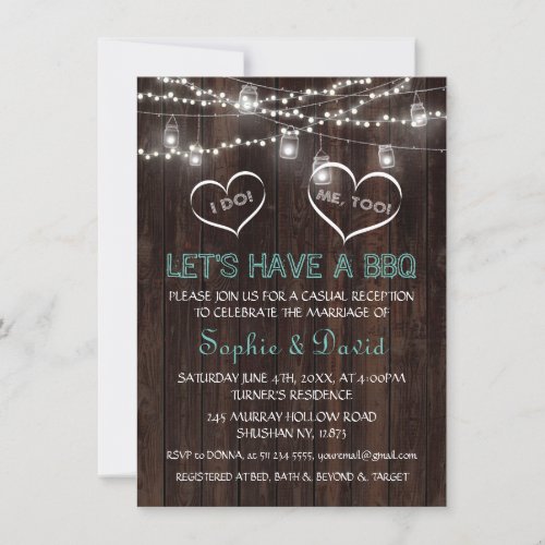 Chic Vintage String Lights Old Barn I DO BBQ Invitation