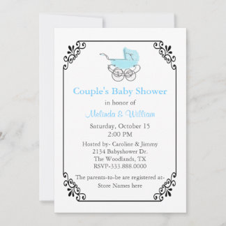 Chic Vintage Style Couple's Baby Shower Invitation