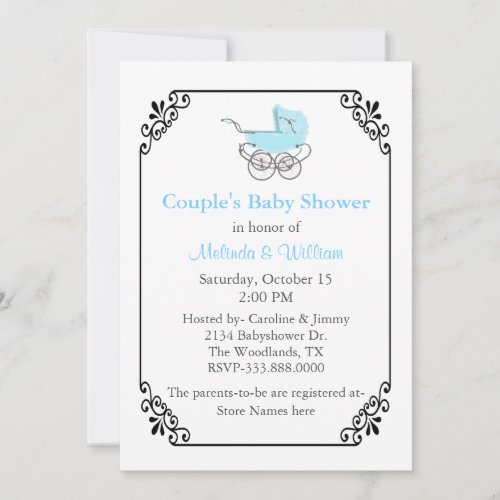 Chic Vintage Style Couples Baby Shower Invitation