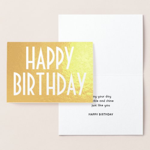 Chic Vintage Typography Elegant Happy Birthday Foil Card