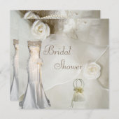 Chic Vintage Wedding Gown Bridal Shower Invitation (Front/Back)
