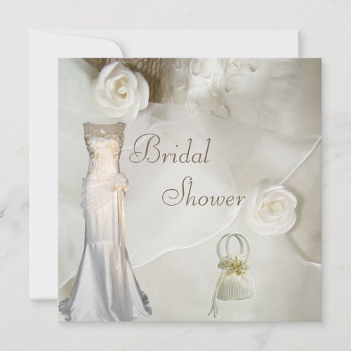 Chic Vintage Wedding Gown Bridal Shower Invitation
