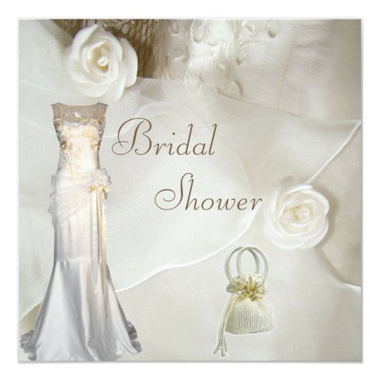 Chic Vintage Wedding Gown Bridal Shower Invitation