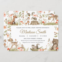 Chic Vintage Woodland Animals Baby Shower  Invitation