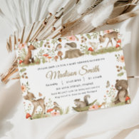 Chic Vintage Woodland Animals Baby Shower  Invitation