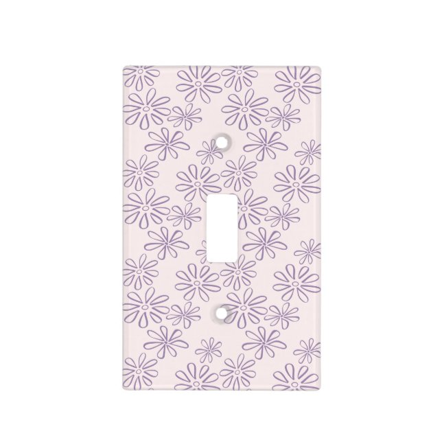 Chic Violet Blush Flower Doodle Pattern Light Switch Cover (Front)