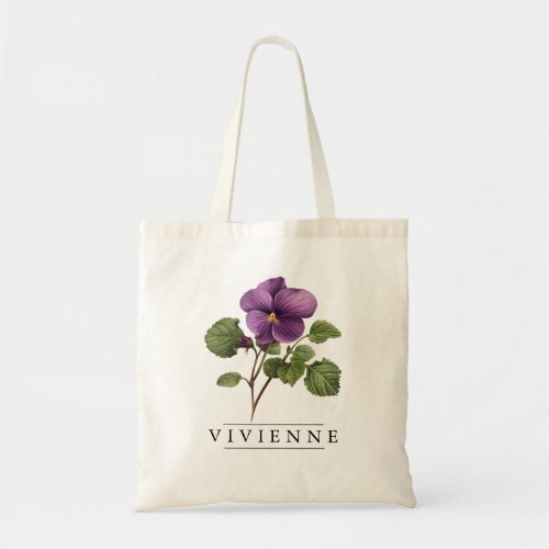 Chic Violet Floral Botanical_Personalize_Budget Tote Bag