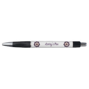 Chic Violet Floral Name Pen