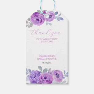 Chic Violet Rose Greenery Floral Bridal Shower Gift Tags