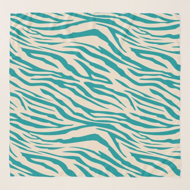 Chic Viridian Green Ivory Zebra Pattern Scarf (Front)