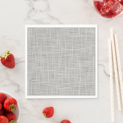 Chic Warm Gray Faux Jute Fabric Pattern Paper Napkins