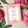 Chic Warm Red Papel Picado Inspired Wedding Invitation