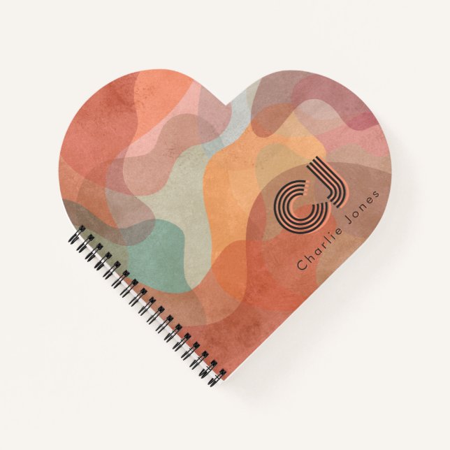 Chic Warm Terracotta Custom Monogram Personalized  Notebook (Front)