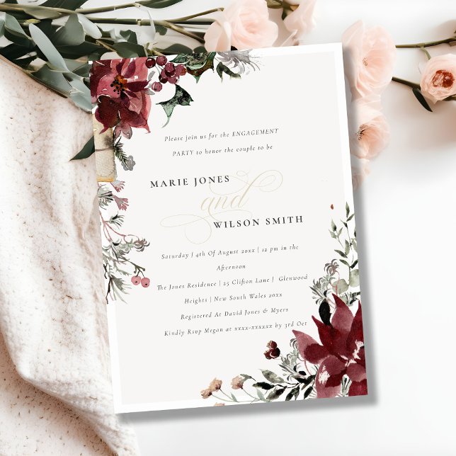Chic Warm Winter Festive Foliage Engagement Invite (Creator Uploaded)