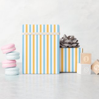 Chic Warm Yellow and Sky Blue Stripes