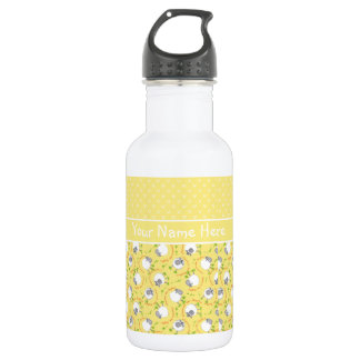 Chic Water Bottle: Yellow, Fun Sheep Patterns Bottle