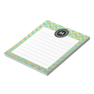 Chic Watercolor and Gold Monogram Notepad