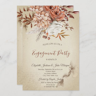 Chic Watercolor Autumn Flowers Invitation