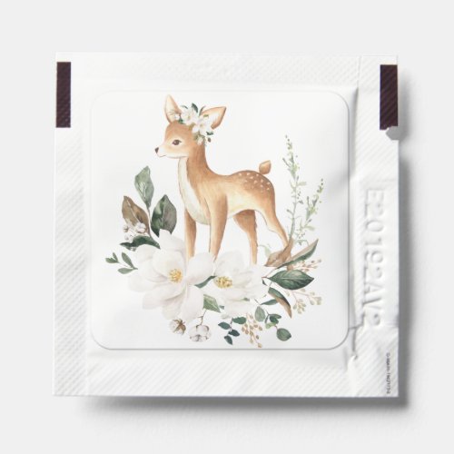 Chic Watercolor Baby Deer Floral Baby Shower Favor Hand Sanitizer Packet