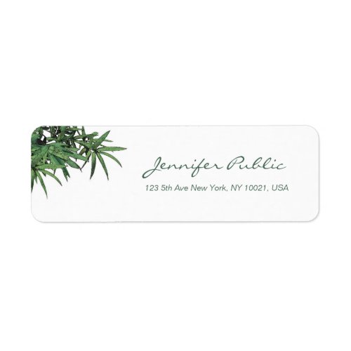 Chic Watercolor Bamboo Leaves Template Hand Script Label