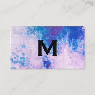Chic Watercolor blue purple with Monogram Business Card