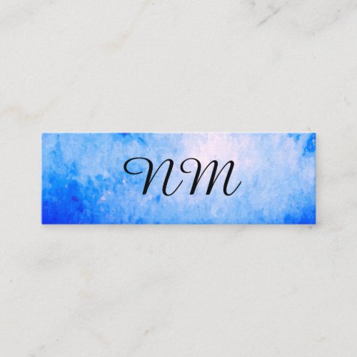 Chic Watercolor blue with Monogram Mini Business Card