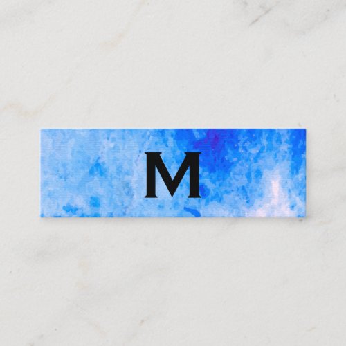 Chic Watercolor blue with Monogram Mini Business Card
