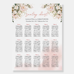 Chic watercolor blush flowers 15 tables Seating Foam Board