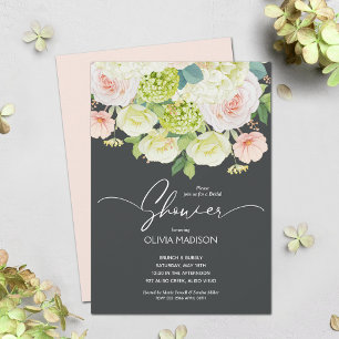 Chic Watercolor Blush Pink Floral Bridal Shower Invitation