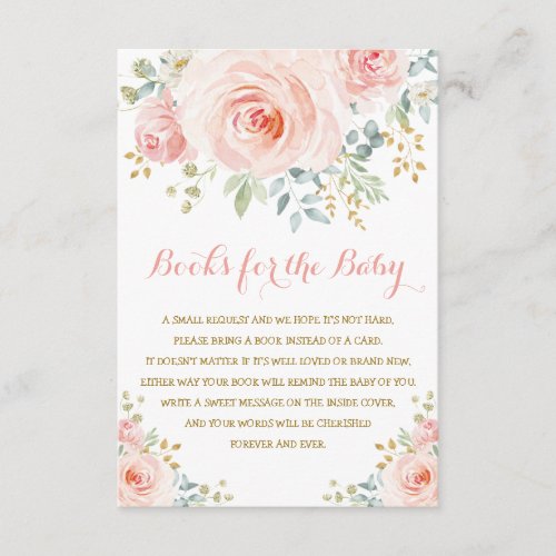 Chic Watercolor Blush Pink Floral Girl Baby Shower Enclosure Card