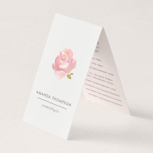 Chic Watercolor Blush Pink Rose Business Card