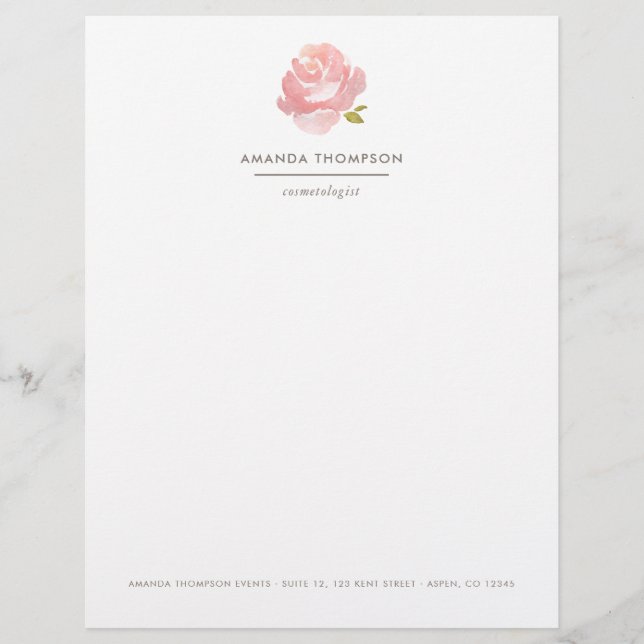 Chic Watercolor Blush Pink Rose Flyer (Front)