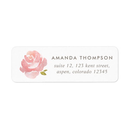 Chic Watercolor Blush Pink Rose Label