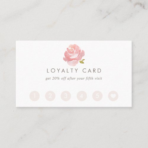 Chic Watercolor Blush Pink Rose Loyalty Card