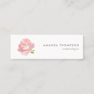 Chic Watercolor Blush Pink Rose Mini Business Card