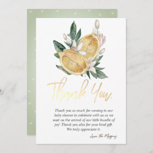 Chic Watercolor Botanical Lemons Thank You Card