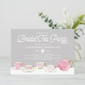 Chic Watercolor Bridal Tea Party Bridal Shower Invitation (Standing Front)
