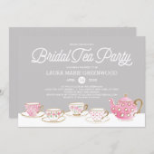 Chic Watercolor Bridal Tea Party Bridal Shower Invitation (Front/Back)