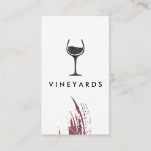 Chic Watercolor Brush Stroke and Rustic Wine Glass Business Card