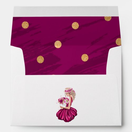 Chic Watercolor Burgundy and Pink Roses Fashion Envelope