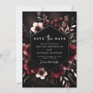 Chic Watercolor Burgundy Wedding Save The Date