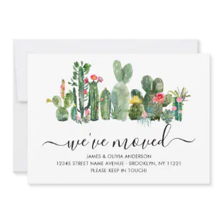 Chic Watercolor Cactus We've Moved New Home Moving Announcement Chic Watercolor Cactus We've Moved New Home Moving Announcement