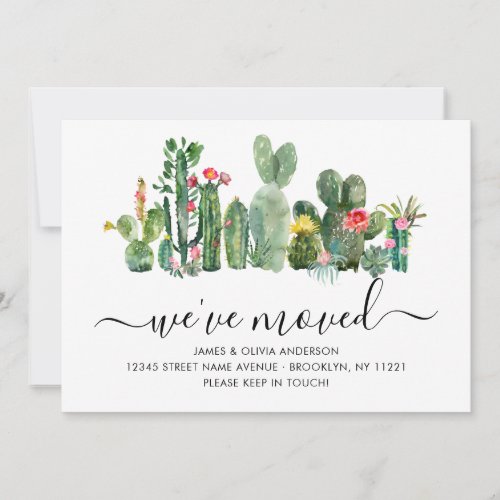 Chic Watercolor Cactus Weve Moved New Home Moving Announcement