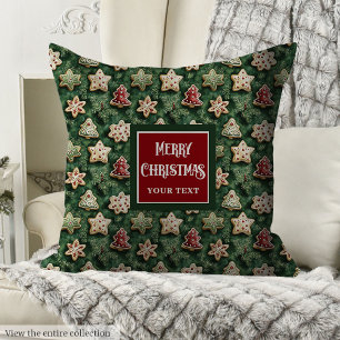 Chic watercolor Christmas cookies throw pillow