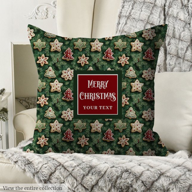 Chic watercolor Christmas cookies throw pillow (Chic watercolor Christmas cookies throw pillow)