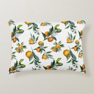 Chic Watercolor Citrus Print Accent Pillow