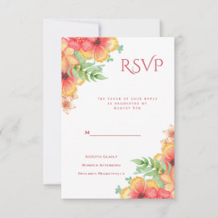 Chic Watercolor Corner Flowers Any Event RSVP Card